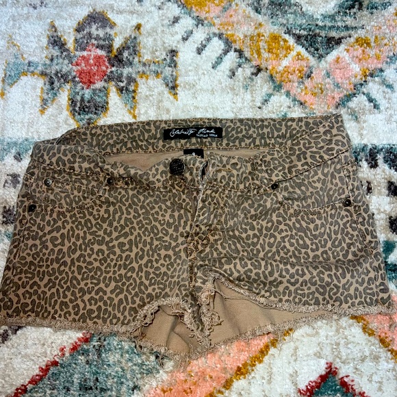 celebrity pink,cheetah print blue jean shorts size 9 - Picture 1 of 3